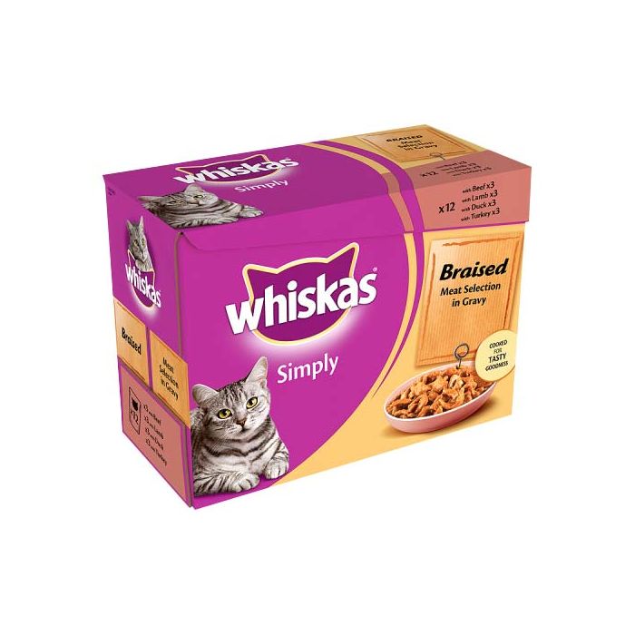 Whiskas Pouch Simply Braised Meat Selection 12x85g