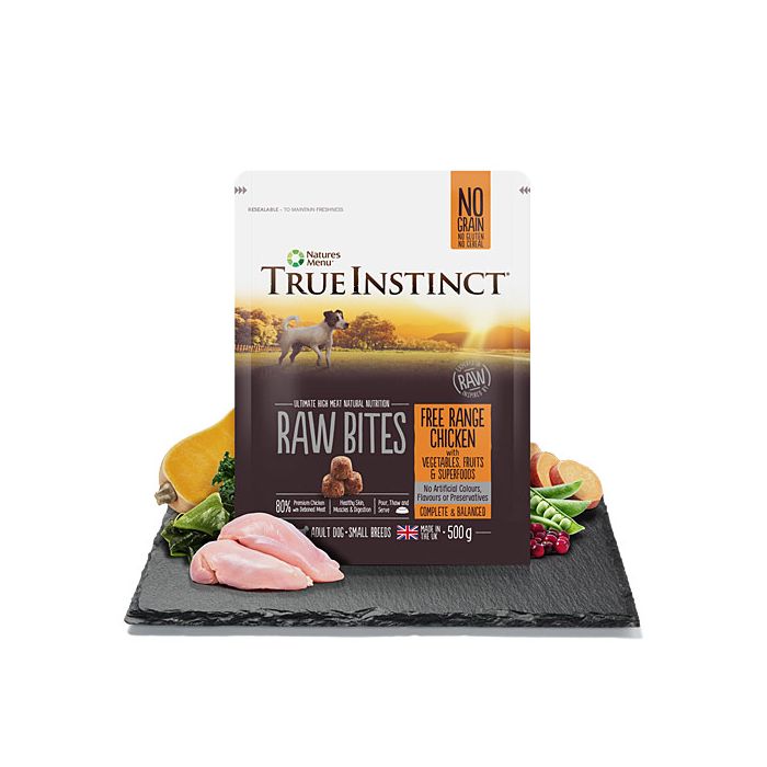 True Instinct Free Range Chicken Raw Bites for Small Breed Adult Dogs 500g
