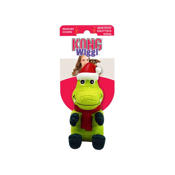 KONG Holiday Wiggi Alligator Santa Small