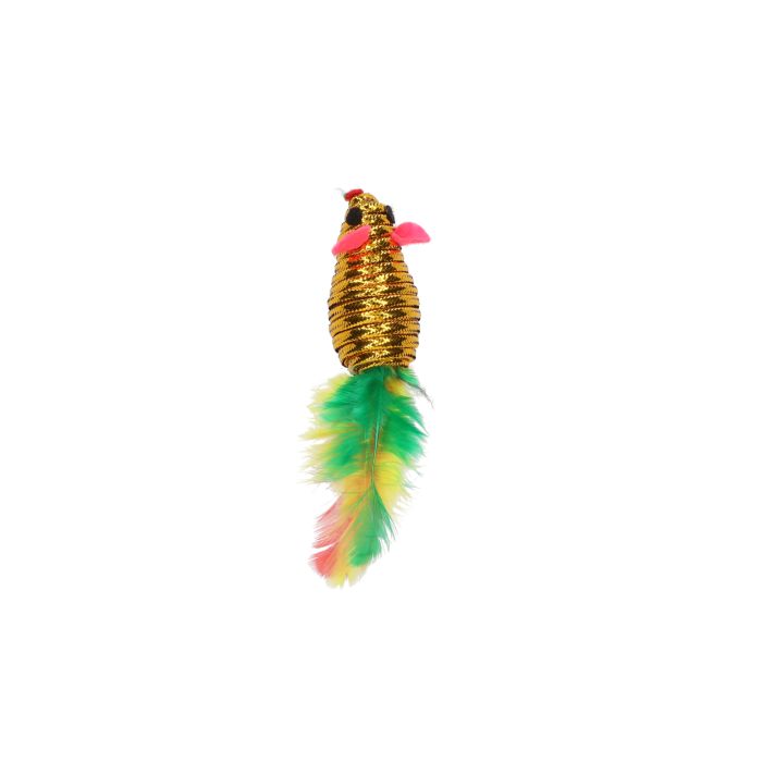 Rufus & Rosie Chrome Mouse Feather Cat Toy