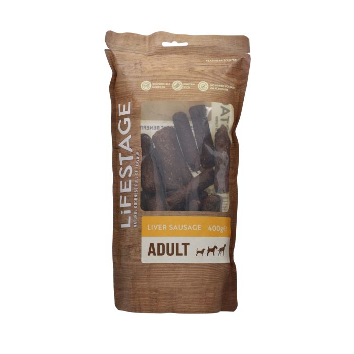 Lifestage Pre-Pack Sausage Liver Dog Treats 400g