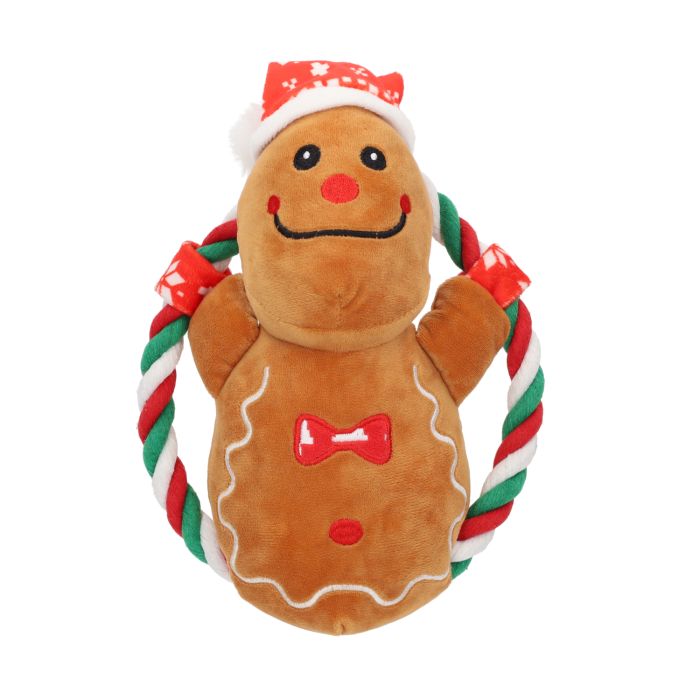 Rufus & Rosie Christmas Character Plush Rope Ring Dog Toy