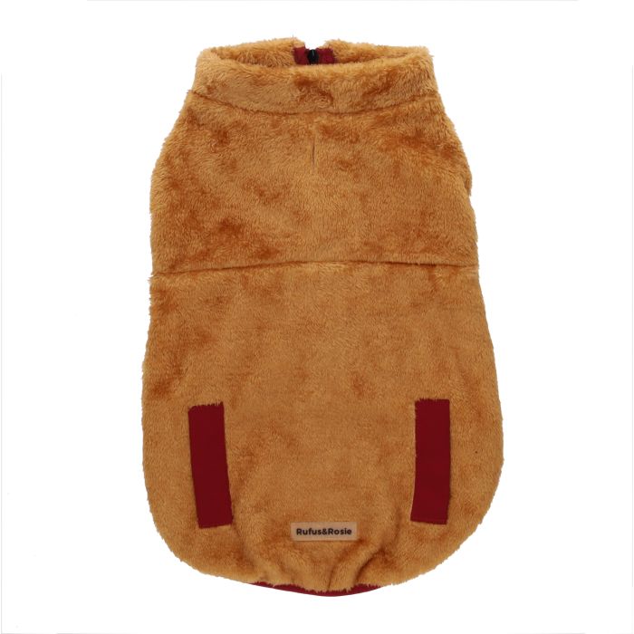 Rufus & Rosie Red Teddy Dog Fleece Jumper