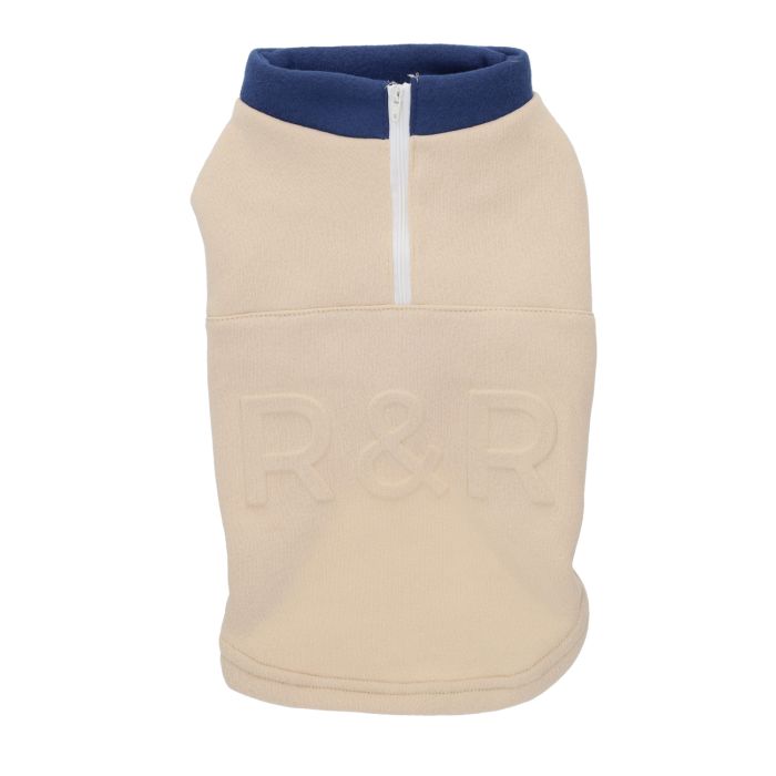 Rufus & Rosie Beige & Navy Quarter Zip Dog Jacket