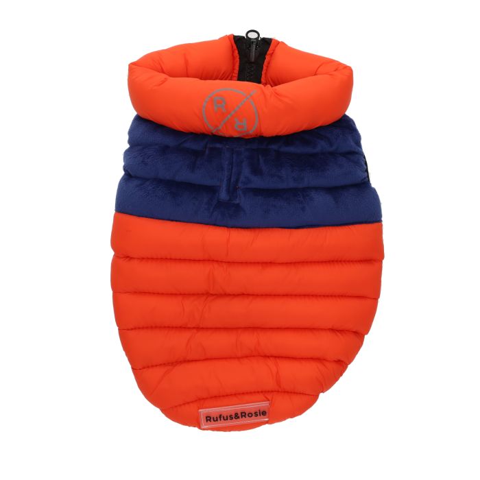 Rufus & Rosie Orange & Navy Dog Puffer Jacket