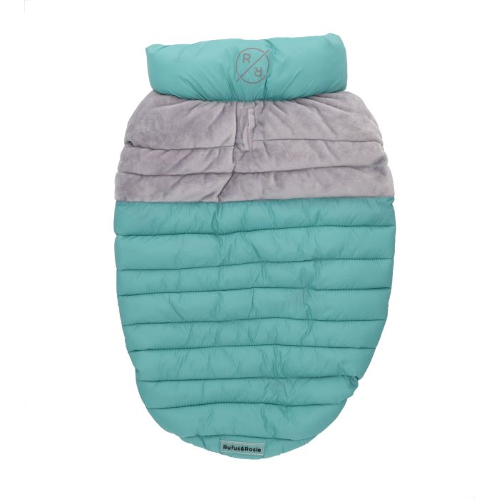 Rufus & Rosie Turquoise & Grey Dog Puffer Jacket