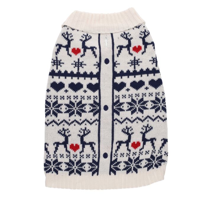 Rufus & Rosie Heart Reindeer Dog Jumper Extra Large