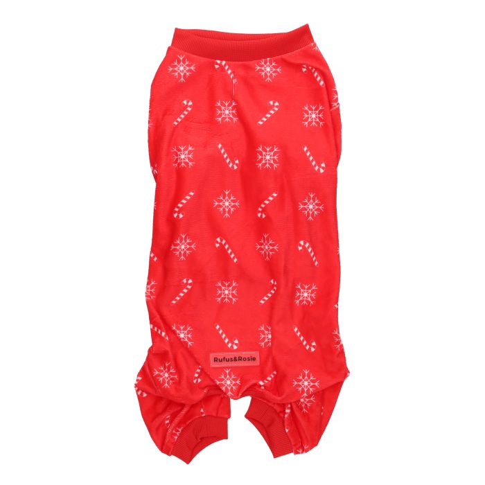 Rufus & Rosie Candy Cane Christmas Dog Pyjamas Small