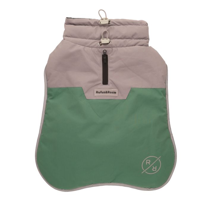 Rufus & Rosie Dog Overcoat Grey & Green XL Plus