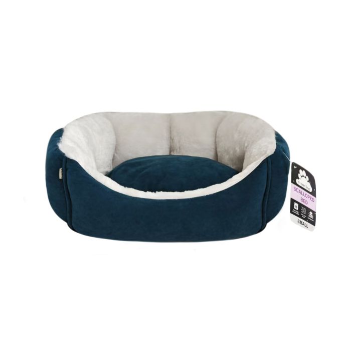 Dream Paws Blue Scalloped Dog Bed Large