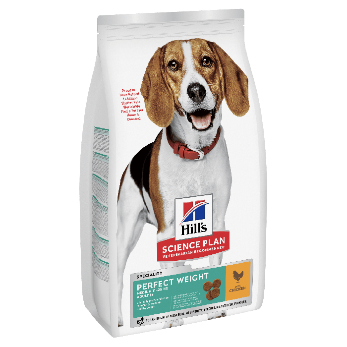 Hill's Science Plan Perfect Weight Medium Breed Adult Dog Food with Chicken 12kg