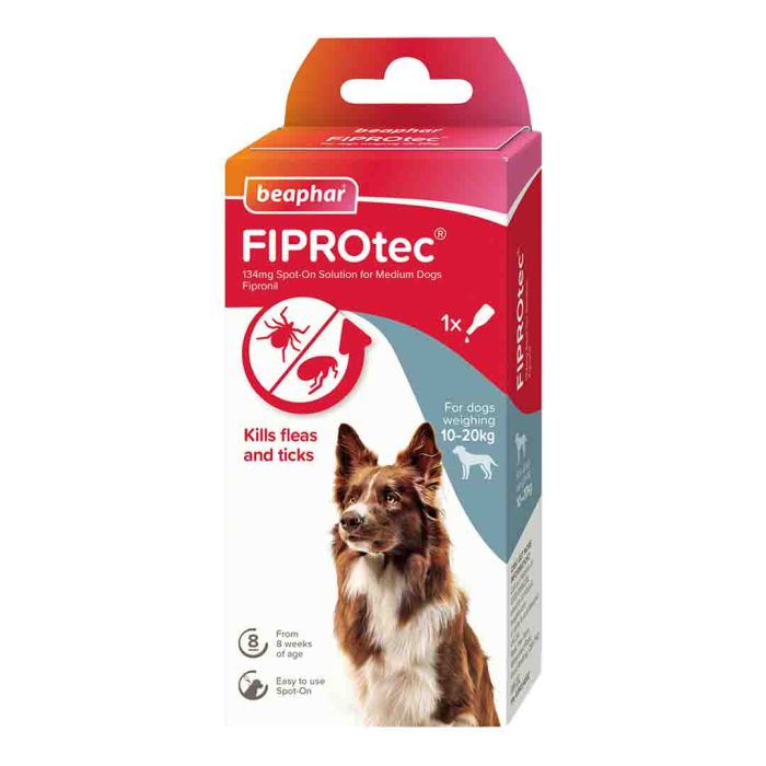 Beaphar FIPROtec Spot-On Flea & Tick Treatment for Medium Dogs 10-20kg , 1 Pipettes