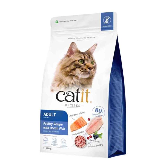 Catit Recipes Adult Poultry with Ocean Fish Dry Cat Food 400g