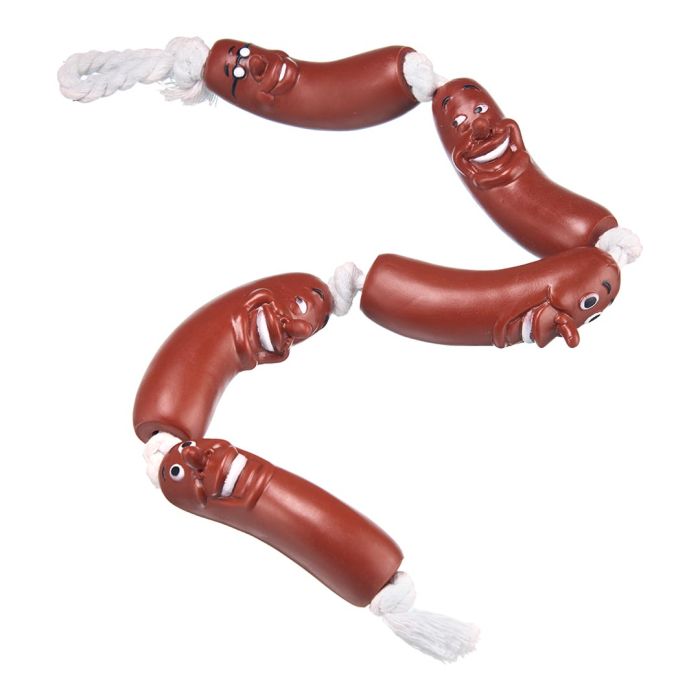 Pet Living Sausage On Rope Dog Toy