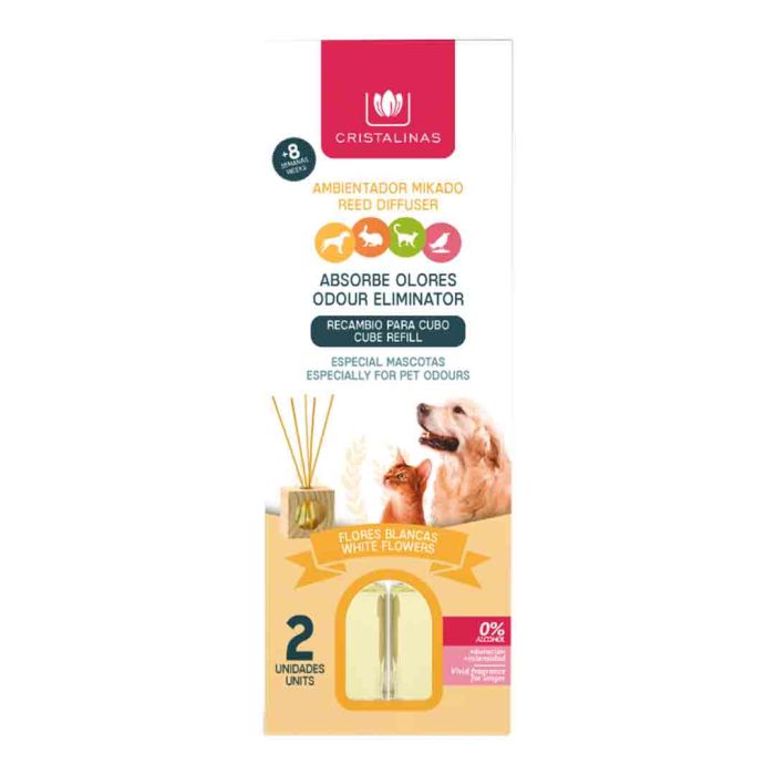 Cristalinas Pet Odour Eliminating White Flowers Reed Diffuser 2x30ml Refills