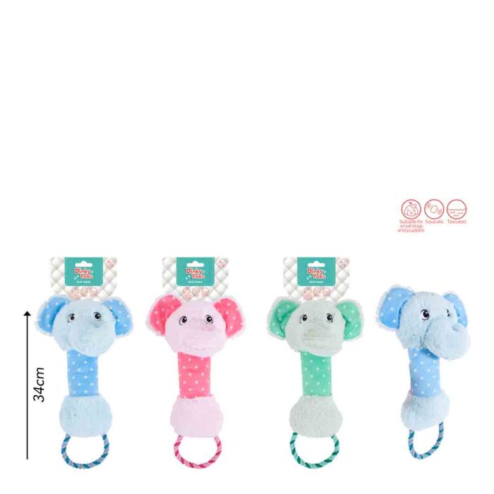 Rufus & Rosie Elephant Ring Dog Toy with Squeaker