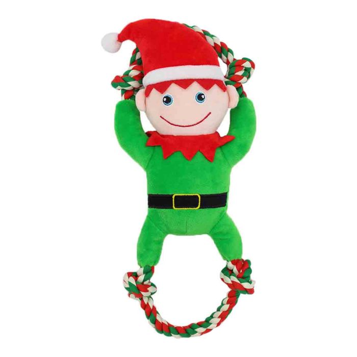 Rufus & Rosie Elf On Rope Christmas Dog Toy
