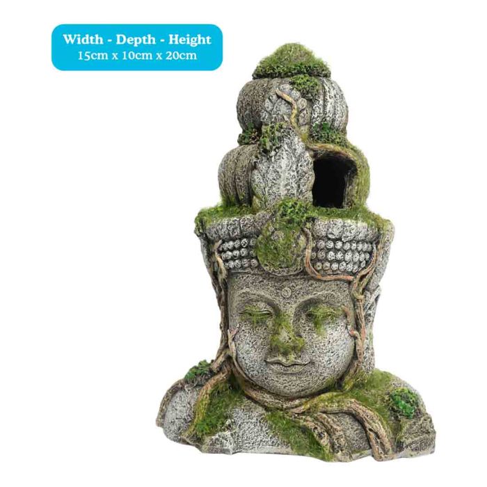 Blue Ribbon Moss Covered Stone Head Tank Decoration