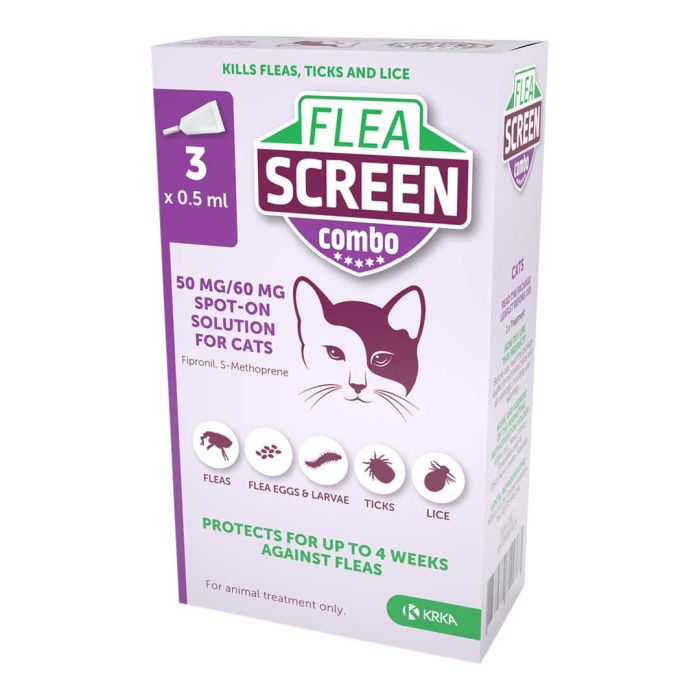 Flea Screen Combo Spot-On Flea & Tick Treatment for Cats, 3 Pipettes