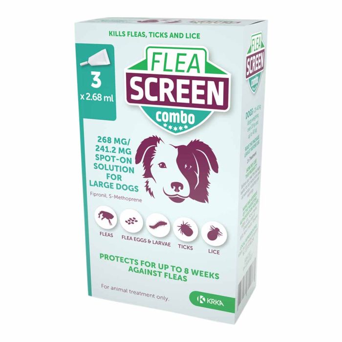 Flea Screen Combo Spot-On Flea & Tick Treatment for Large Dog 20-40kg, 3 Pipettes