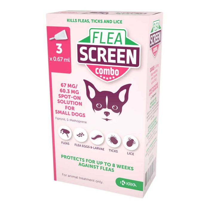 Flea Screen Combo Spot-On Flea & Tick Treatment for Small Dog 2-10kg, 3 Pipettes