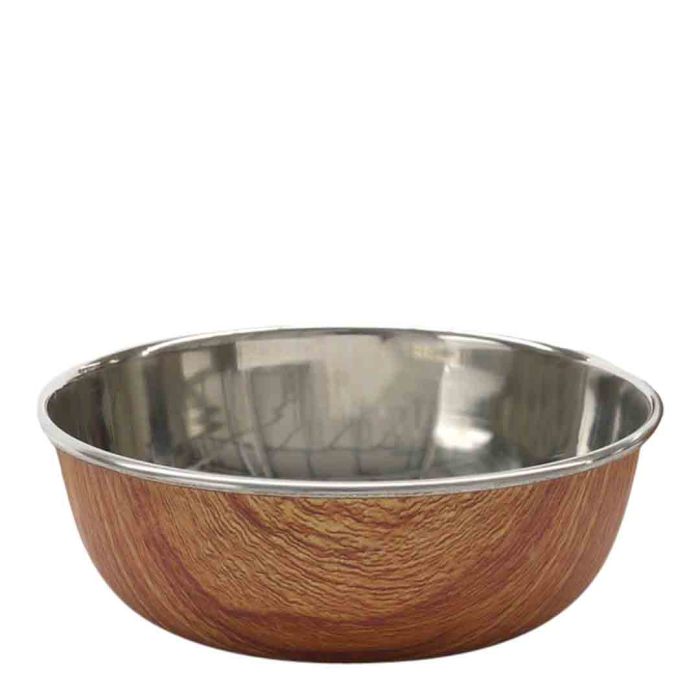Rosewood Wood Effect Steel Pet Bowl 700ml