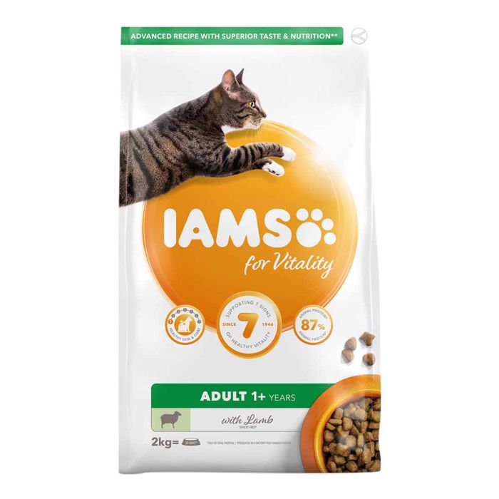 Iams Cat Food Adult Lamb 2kg Dry Cat Food