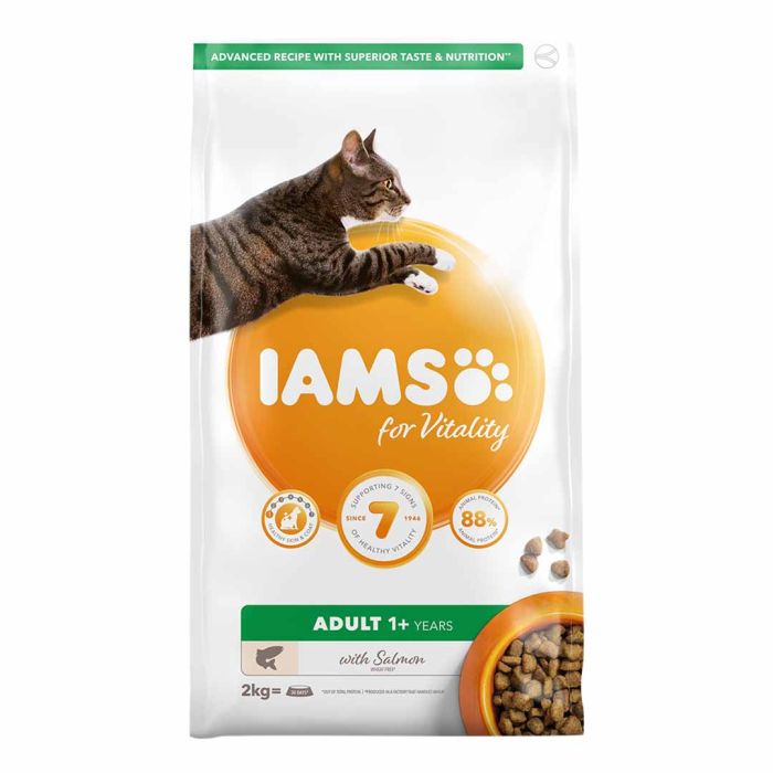 Iams Cat Food Adult Salmon 2kg Dry Cat Food