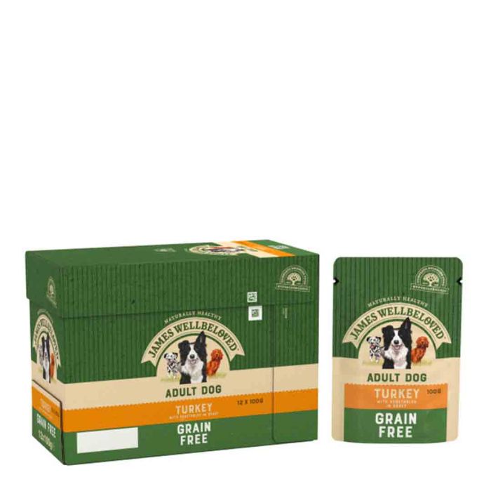 James Wellbeloved Turkey Adult Grain Free Dog Food Pouches