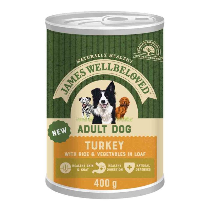 James Wellbeloved Adult Dog Food Turkey & Rice In Loaf Can 400g