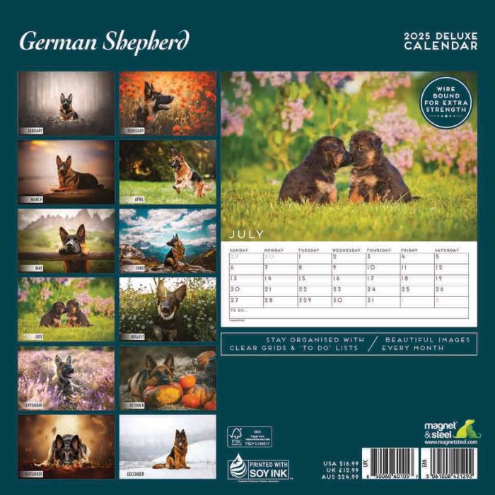 Magnet & Steel German Shepherd Deluxe 2025 Calendar