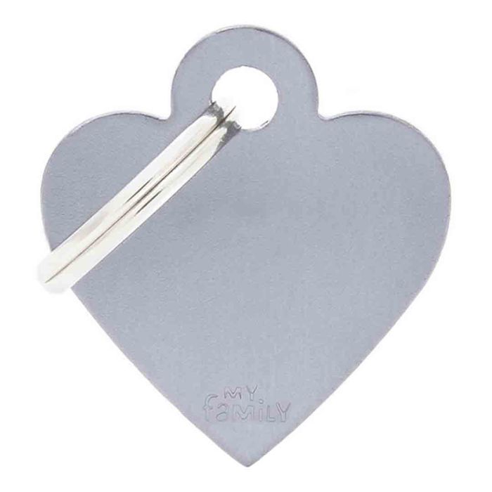 My Family Basic Small Heart Grey Dog Tag