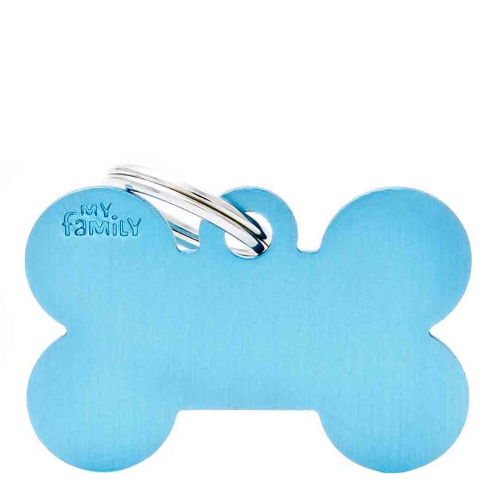 My Family Big Light Blue Bone Dog I.D Tag