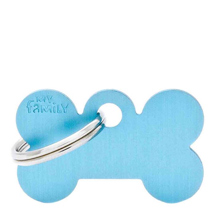 My Family Small Light Blue Bone Dog I.D Tag