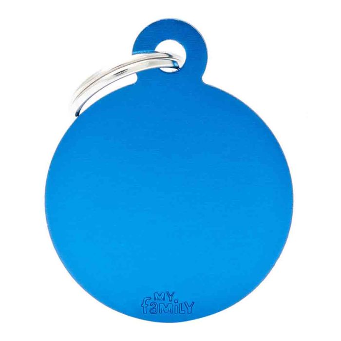 My Family Basic Big Circle Blue Dog I.D Tag