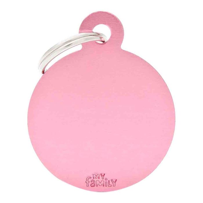 My Family Basic Big Circle Pink Dog I.D Tag