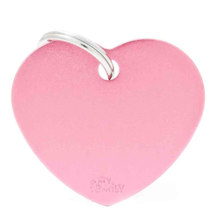 My Family Basic Big Pink Heart Dog I.D Tag