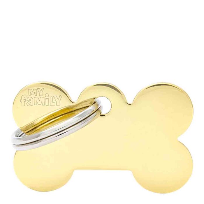 My Family Basic Small Bone Gold Dog I.D Tag