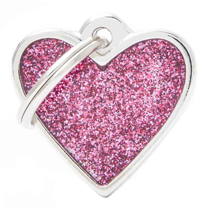My Family Shine Small Pink Heart Dog I.D Tag