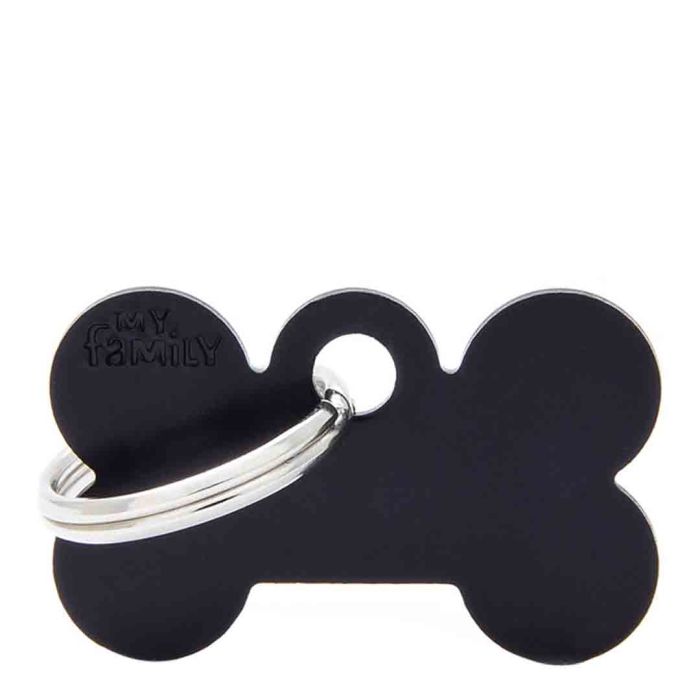 My Family Basic Small Bone Black Dog I.D Tag