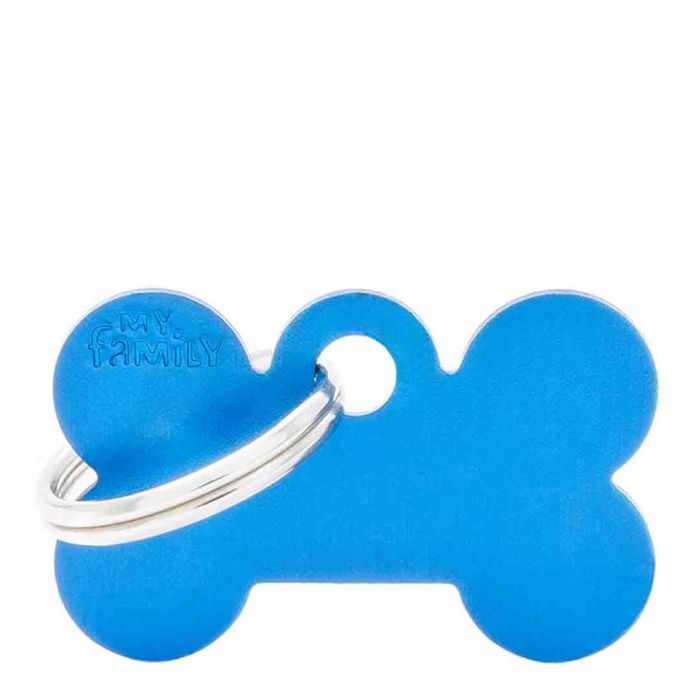My Family Basic Small Bone Blue Dog I.D Tag