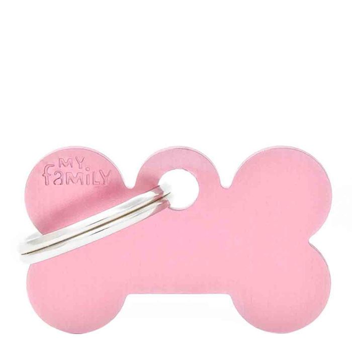 My Family Basic Small Bone Pink Dog I.D Tag