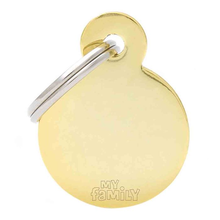 My Family Basic Small Circle Gold Dog I.D Tag