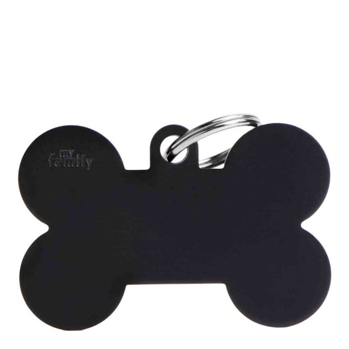 My Family Black Dog Bone ID Tag