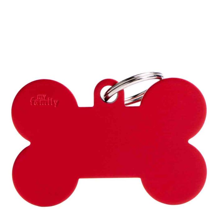 My Family Red Dog Bone ID Tag