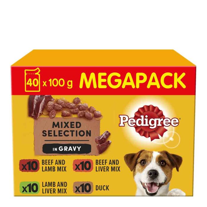 Pedigree Wet Dog Food Pouches Mixed Selection in Gravy 40 x 100g