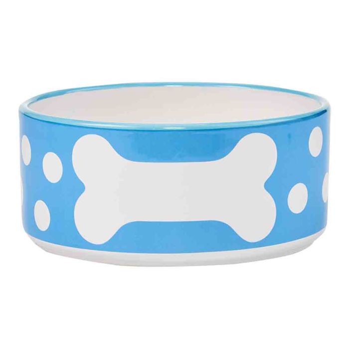 Happy Pet Polka Dot Pet Bowl Blue Medium