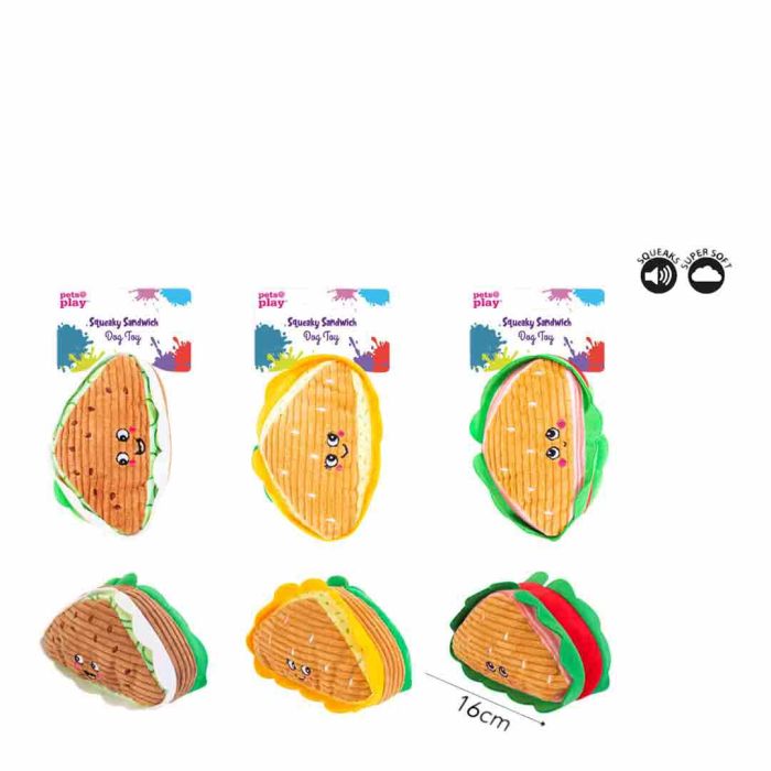 Rufus & Rosie Squeaky Sandwich Plush Dog Toy