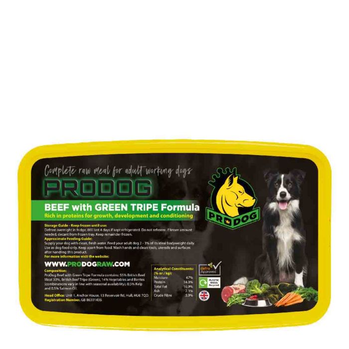 Pro Dog Food Raw Beef with Green Tripe Formula
