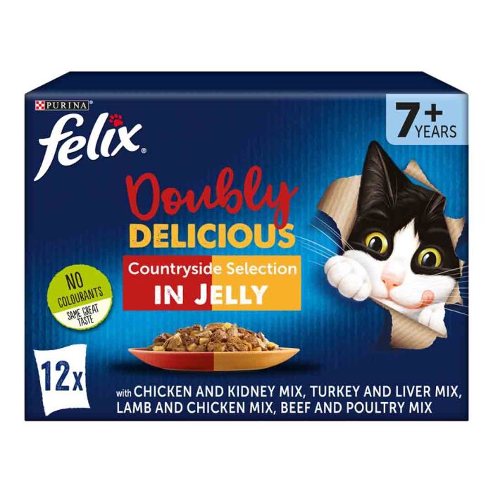 Felix Cat Food As Good As It Looks Doubly Delicious Senior Meat Selection 12 x 100g